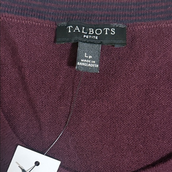Talbots Petite Sweater Cardigan Maroon Women’s Sz. LP L/S Cotton Cashmere Blend - Picture 2 of 7